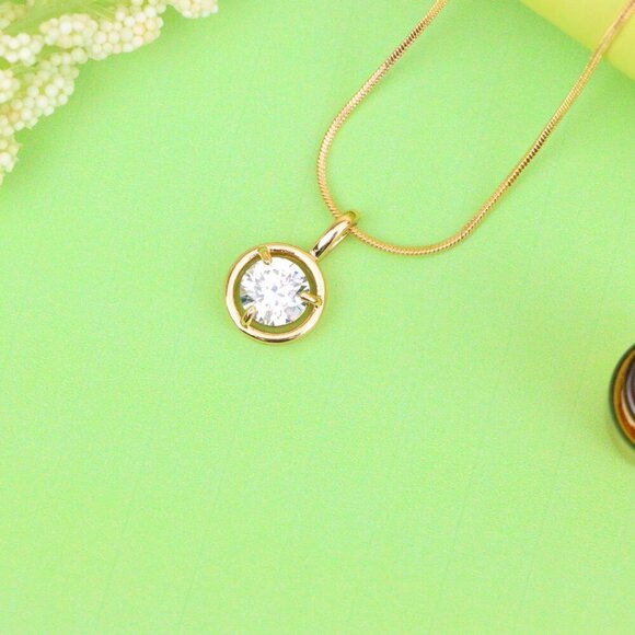 "Classic White Round Pendant with Gold Plated Frame – Elegant Shine, XPPT1707 - Picture 13 of 13